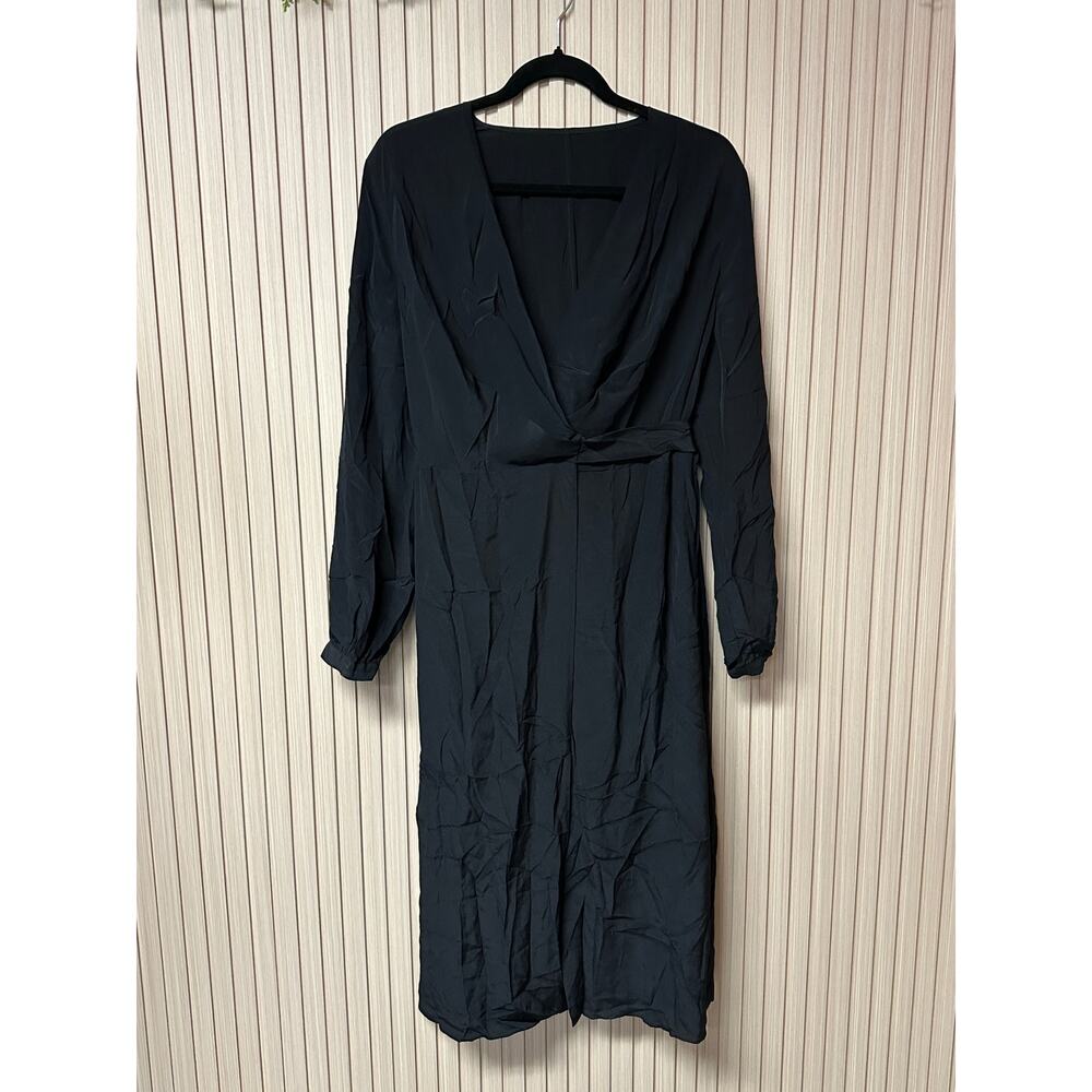 MOTF Women’s Black Viscose/Silk Midi Dress Size L